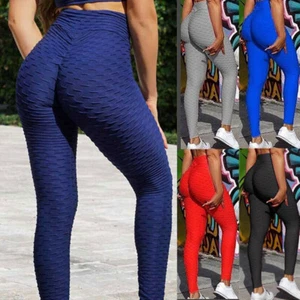 Women Ruched Butt Lifting High Waist Yoga Pants Tummy Control Leggings Fitness - Picture 1 of 32