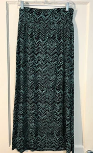 AB Studio Maxi Skirt Size M Turquoise & Black PreOwned (J556) - Picture 1 of 13