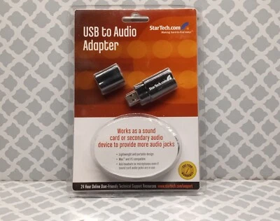 USB to Audio Adapter StarTech .com USB 2.0, USB 1.0/1.1 (ICUSBAUDIOB) NEW - Image 1 of 2