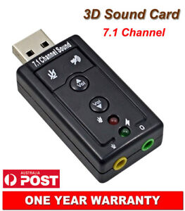 USB 2.0 to 3D Audio Sound Card External Adapter Virtual 7.1 CH Mic Headphone AU