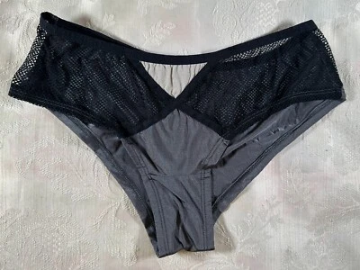 Vintage H&M Grey & Black Panties Size 6 Net & Nylon Bikini - Image 1 of 4