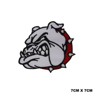 British Bull Dog Face Logo Embroidered Patch Iron On/Sew On Patch Batch - Picture 1 of 1
