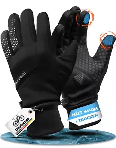 MIVELO Fahrradhandschuhe Winter Handschuhe wasserfest winddicht schwarz - Bild 1 von 7