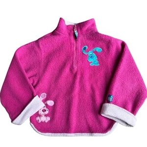Vintage Blue’s Clues girls size 6 fleece 1/4 pullover sweater 90s Blue Magenta - Picture 1 of 8