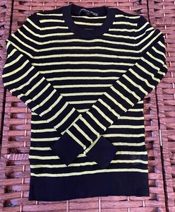 Veronica Beard Black & Lime Green Stripe Linen Blend Dean Sweater Size Small - Picture 1 of 8