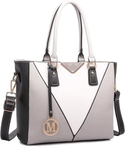 Miss Lulu Leather Look V-Shape Shoulder Handbag Lightweight Medium Tote Bag for - Picture 1 of 1
