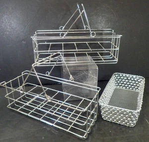 (3) Metal Stainless Steel & Wire Storage Baskets Organizer Bin Media Bath Pantry - Picture 1 of 11