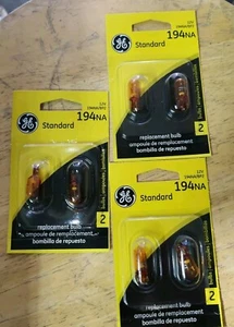 3 Packs (6) New GE 194NA Miniature Lamp Bulb 4w T3-1/4 Amber 12 volt 12v - Picture 1 of 1