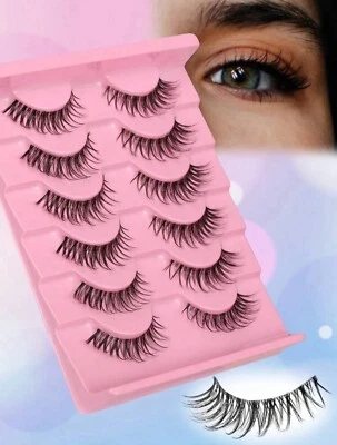 6 Pairs Natural Crossing Thin Style Eyelashes Invisible Transparent Lash Band