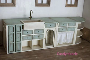 Maßstab 1:12 Puppenhaus Miniatur Kücheninsel Unvollendet Handgefertigt Möbel - Picture 1 of 20