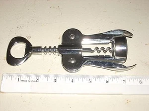 Vintage 7 inch  Silvertone Winged Handle Wine Corkscrew Black Plastic insert - Picture 1 of 2