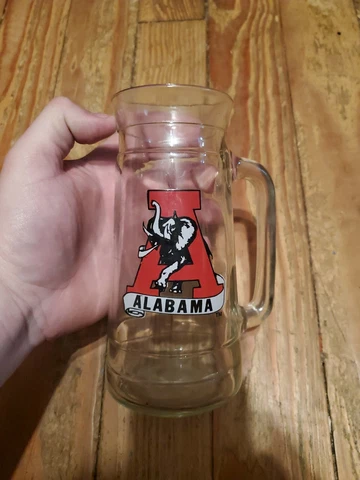 University Of Alabama UA Crimson Tide Glass Stein beer Glass Mug Cup Football Cover