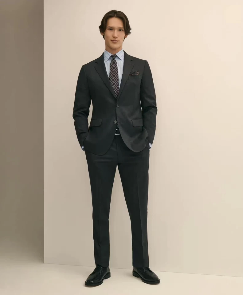 Traje Brooks Brothers 1818 para hombre 38R gris carbón calce ajustado Foto 1 de 4
