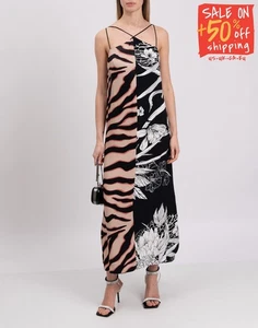 RRP€556 JUST CAVALLI Slip Maxi Dress IT38 US2 XS Floral Tiger Pattern Strappy - Picture 1 of 10
