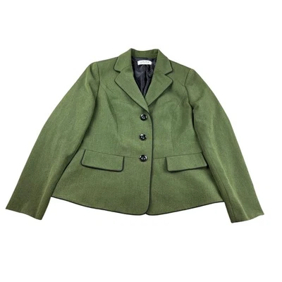Chaqueta Blazer Kasper Mujer Pequeña Verde Oliva Ropa de Trabajo Negocios Informal Foto 1 de 4