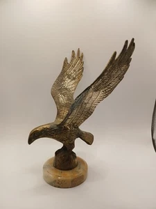 Messing Adler Figur im Flug schwarz/orange Marmorsockel 9 1/2" hoch - Bild 1 von 14