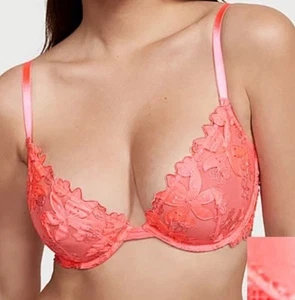 Victoria’s Secret VS Ziggy Glam Halb-BH rosa Satin Blumen bestickt 34B neu mit Etikett - Bild 1 von 4