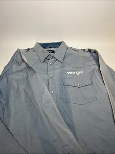 *LEER* Camisa Wrangler XXL con botones manga larga azul claro vaquero occidental para hombre - Imagen 1 de 8