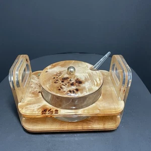 RAR Mid Century Wurzelholz in Plexiglas Gewürzset - Caddy + Deckelglasschale - Bild 1 von 13