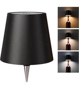 Wireless Metal LED Wine Bottle Lamp Shade Rechargeable Touch Portable Bar Light - Picture 1 of 6