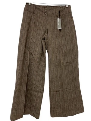 Pantalones Venezia Mujer Talla 14 Marrón Rayas Plisados Relajados Pierna Ancha Pantalones Nuevos con Etiquetas Foto 1 de 4