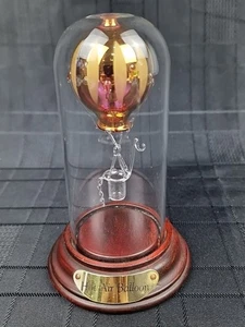 Vintage Mayflower Glass Hot Air Balloon Under Glass Dome On Wood Base (B2) - Picture 1 of 9
