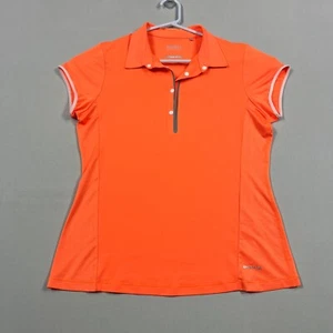 Annika by Cutter & Buck Golf Polo Shirt Top Cap Sleeved Orange Womens Medium M - Picture 1 of 11