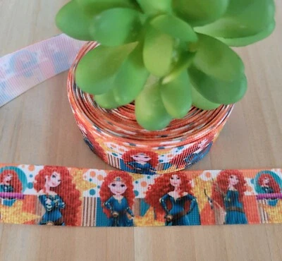 Cinta de grosgrain de princesa Mérida de 7/8 pulgadas (1 año) moño de pelo artesanal de princesa Disney Foto 1 de 2