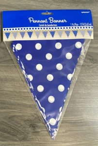 Pennant Banner 12ft Birthday Banner Decoration Party School 1 Piece Blue 3 Print - Picture 1 of 5