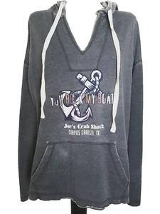 JUST 4 WEAR JOE'S CRABSHACK Souvenir Navy Fleece Pullover Hoodie Jacket Sz L - Picture 1 of 9