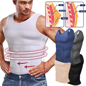 Herren Abnehmen Body Shaper Weste Kompression Shirt Bauchmuskeln Kontrolle Tank Top - Bild 1 von 19