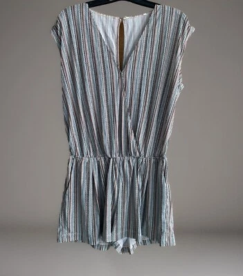 ¿Mameluco BCBGeneration talla grande? Bolsillos con cuello en V azul/rosa/negro a rayas sin etiqueta Foto 1 de 4