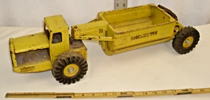 NYLINT LeTOURNEAU TOURNAHOPPER DUMP BOTTOM YELLOW PRESSED STEEL TOY 1960s - Picture 1 of 4