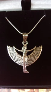 Göttin Isis Halskette massiv silber mit 18" massivem Silber Schlangenkette Geschenk verpackt. - Bild 1 von 3