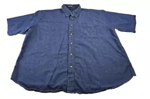 Jonathan Corey Denim Shirt Men 3XL 19-19.5 Blue Short Sleeve Button Up Cotton - Picture 1 of 12