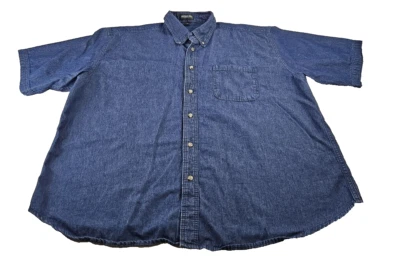 Jonathan Corey Denim Shirt Men 3XL 19-19.5 Blue Short Sleeve Button Up Cotton - Image 1 of 4