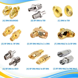 SMA Male Female to SMA RPSMA RF CRC9 TS9 FME Coaxial Converter Connector Adapter - Picture 1 of 10