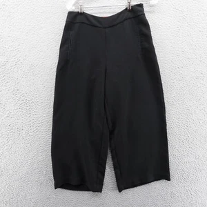 Ted Baker Wide Leg Cropped Pants Size 2 Black Womens Side Zip High Rise Career - Picture 1 of 15