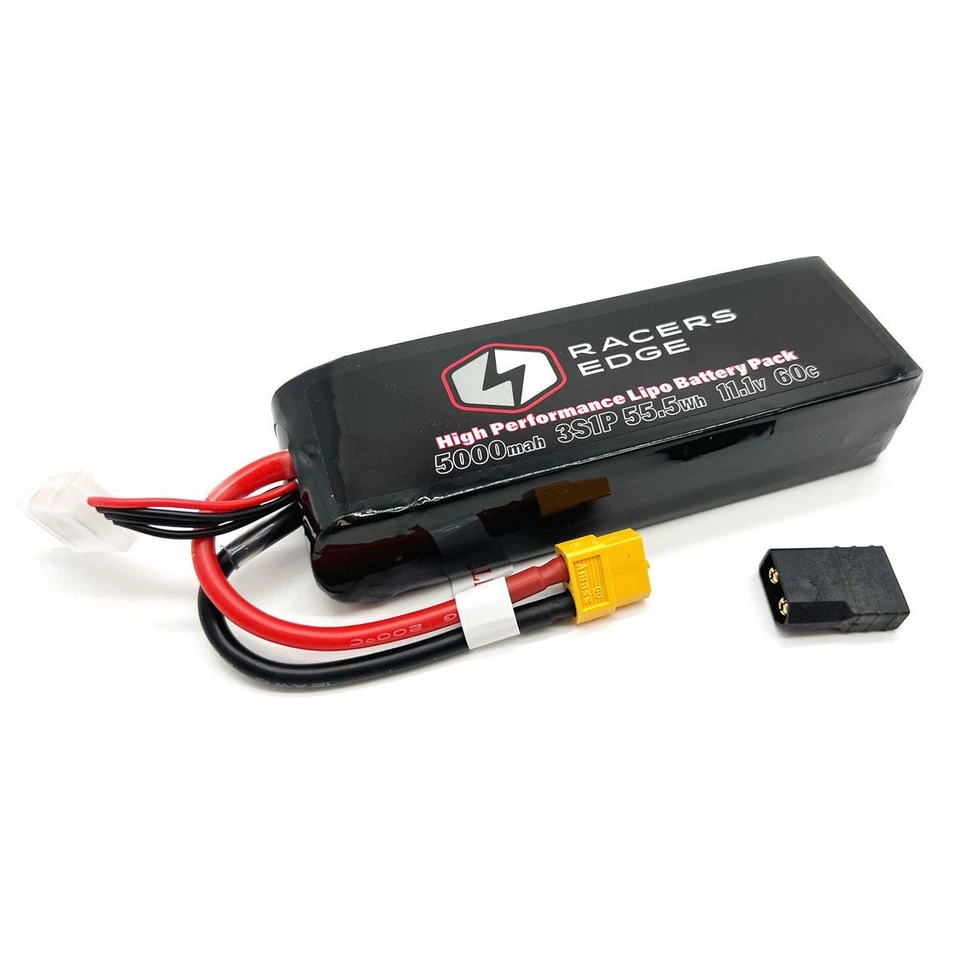 Racers Edge - 5000mAh 3S 11.1V 60C Soft Pack Lipo Batt., XT60 Plug w/ TRX Adapt. - Image 1 of 1