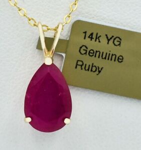 GENUINE 5.16 Cts  RUBY PENDANT 14K YELLOW GOLD - Free Appraisal Service - NWT