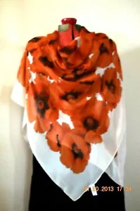 ELAINE GOLD STUNNING LARGE VINTAGE CHIFFON BOLD PRINT SCARF MADE IN ITALY - Picture 1 of 9