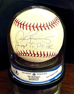 Alex Rodriguez "Youngest to 500HR" Signed Baseball, Encapsulated by Beckett, BAS - Picture 1 of 3