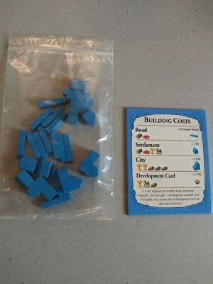Tarjeta Colonos de Catán Azul Piezas de Repuesto 4 Ciudades 5 Asentamientos 15 Caminos Foto 1 de 4