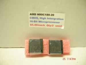AMD N80188-20, MICROPROCESSORE 16 BIT, 5 V, CMOS, PLCC68, USATO - Foto 1 di 1