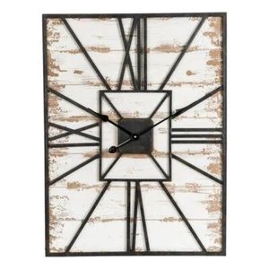 Glitzhome Wall Clock 31.5" H Oversized Farmhouse Wooden/Metal Cutout Design - Picture 1 of 5