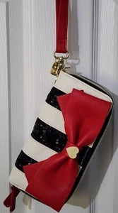 BETSEY JOHNSON Black & White Striped Handbag W/Pink - Picture 1 of 6