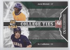2009 Donruss Elite Extra Edition College Ties Green DJ LeMahieu Jared Mitchell