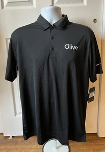 New Black Nike Golf Dri-FIT Vertical Mesh Polo NWT Mens Shirt - Embroider Logo - Picture 1 of 7