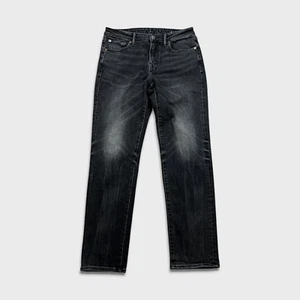 Pantalones de mezclilla American Eagle para hombre 32x32 negros originales rectos Air Flex + mezclilla descolorida - Imagen 1 de 11
