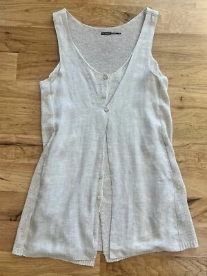 Chaleco túnica larga en capas Stella Carakasi natural cáñamo y lino Boho Lagenlook M Foto 1 de 4